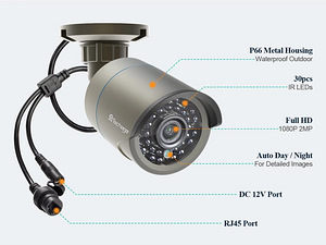8 Kaamerate  Videovalve CCTV süsteem 2TB mäluga (4 foto / 8)