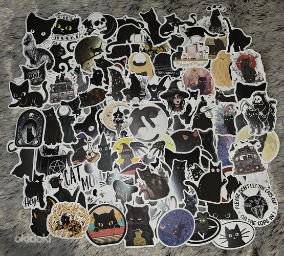 100 наклеек с котом-ведьмой наклейки