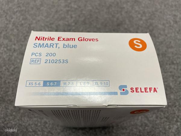Одноразовые нитриловые перчатки 200шт/упак, синие, размер S (фото #4)