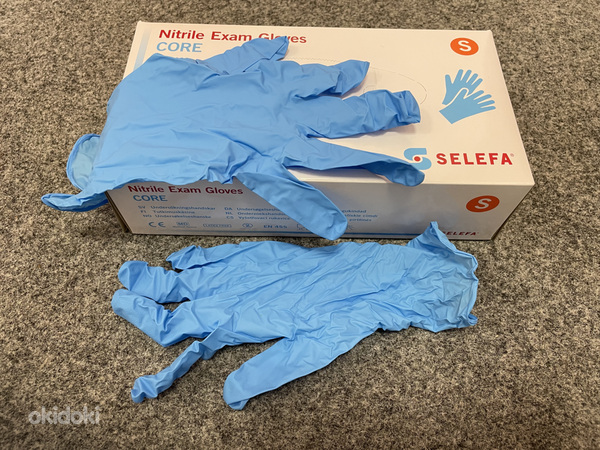Одноразовые нитриловые перчатки CORE, 100 шт/упак, синие (фото #2)