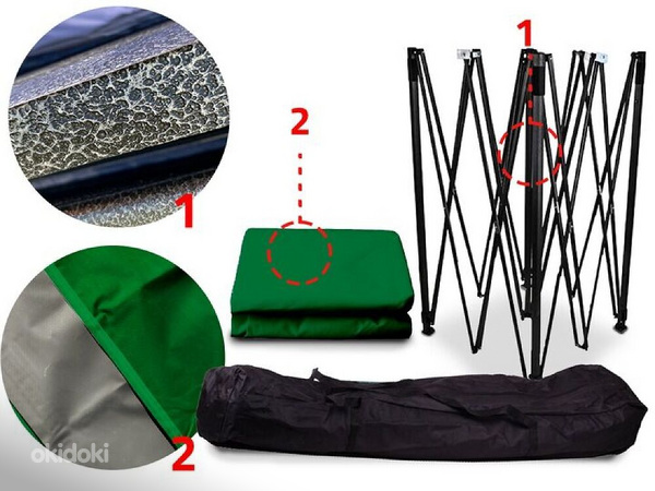 Pop Up палатка 3х3м,+3,4 стены зеленый, серый (фото #6)