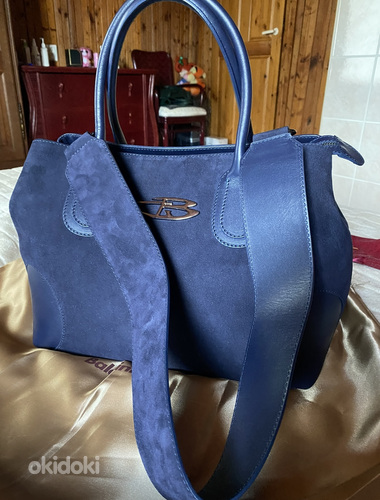 Новая оригинальная сумка Baldinini, темно-синий кожа+замша (фото #1)