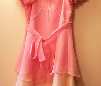 Праздничное ванильно розовое платье, девочка 7-9 лет