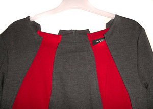 Elegantne veniv trikotaažist hall-punane kleit, 44-48-XL-2XL (2 foto / 5)