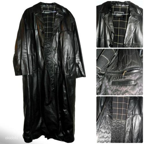 Saki Leather täisnahast meeste soe must pikk mantel, 54-XL (foto #2)