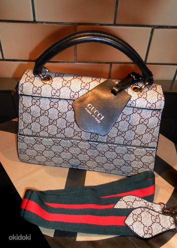 Gucci Queen Margaret черно-бежевая сумочка с пчелой (фото #5)