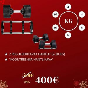 Reguleeritav Hantlikomplekt 2-20kg (2 foto / 3)