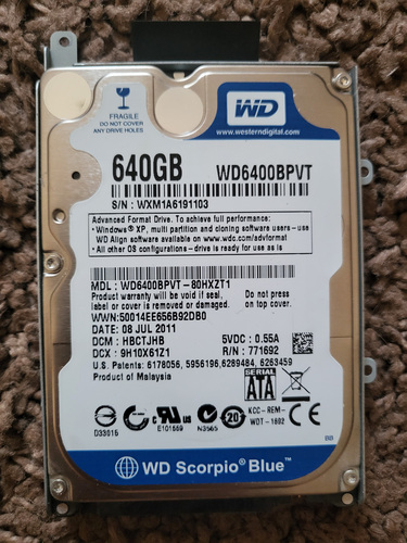 WD Scorpio Blue 640GB SATA HDD WD6400BPVT