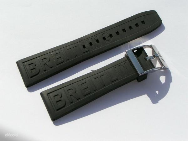 Оригинал "Breitling" 24 мм X 20 мм чёрный каучуковый ремешок (фото #1)