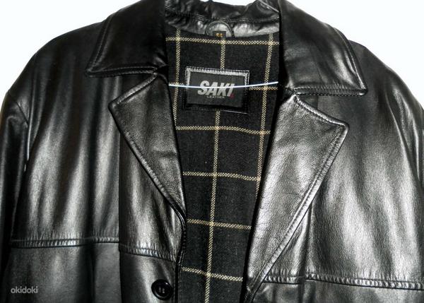Saki Leather täisnahast meeste soe must pikk mantel, 54-XL (foto #4)