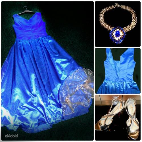 Чудесное ярко-синее бальное платье стиля Принцесса, S-M (фото #5)