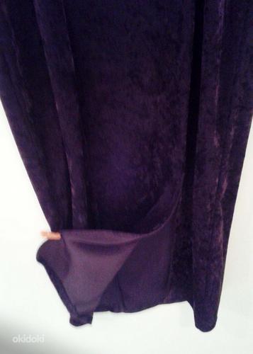 Элегантное длинное фиолетовое платье из бархата-стрейч, S-M (фото #5)