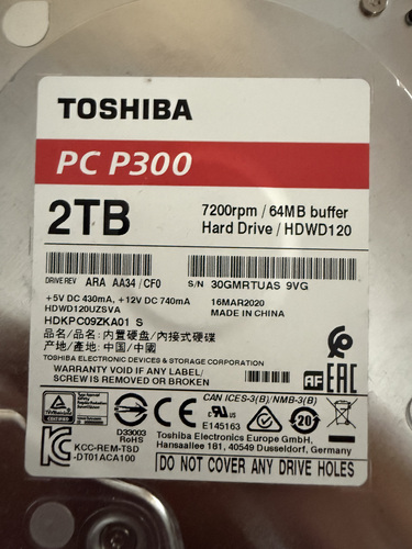 2TB Hard Drive Toshiba
