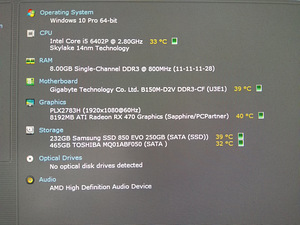 Intel I5-6402P/B150M/8GB RAM/SSD 250GB/Radeon RX 470 8GB (2 foto / 10)