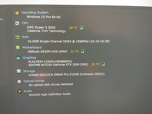Ryzen 5 5500/A520M/16GB RAM/SSD 512GB/RTX 2060 OC 6G (2 foto / 10)