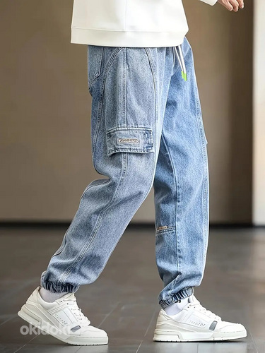Новые Стильные Мужские свободные джинсовые джоггеры (фото #2)