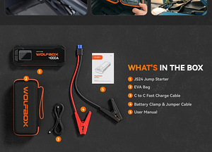 WOLFBOX 4000A 24000mAh 88Wh jumpstarter käivitusaku (3 foto / 5)
