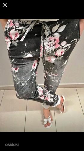 Повседневные брюки с цветочным принтом, 100% хлопок (фото #4)