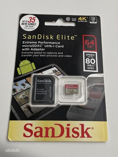 SanDisk Elite Extreme Plus microSDXC 64GB 80MB/s +SD Adapter (фото #1)