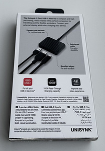 Unisynk 3 Port USB-C Hub V2 , Black (2 foto / 3)