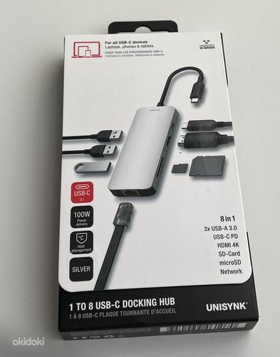 Unisynk 1 TO 8 USB-C Docking Hub , Space Gray / Silver (фото #3)