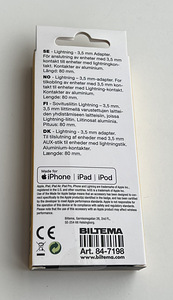 Biltema Lightning to 3.5 mm Adapter (2 foto / 3)