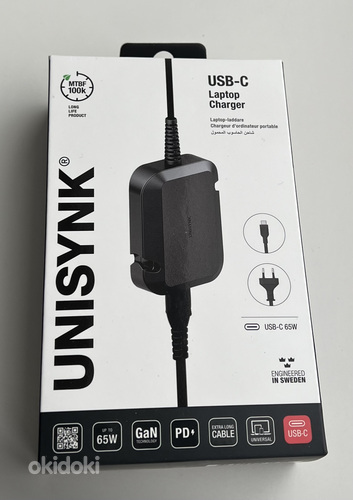 Unisynk USB-C Laptop Charger 65W , Black (foto #1)