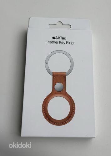 Apple AirTag Leather Key Ring , Saddle Brown