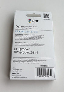 HP Sprocket 2.3 × 3.4" Photo Paper 20 Sheets (2 foto / 2)