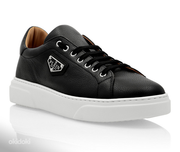PHILIPP PLEIN LEATHER LO-TOP SNEAKERS ICONIC PLEIN