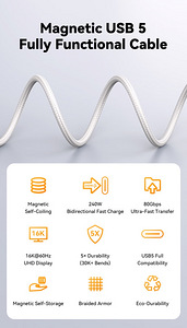 SANJINZY Gen2 240W Magnetic USB 5 Cable (1.0 m) (2 foto / 5)