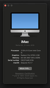 iMac 5K Retina 2019 / RAM 64 GB / NVME 512 GB (2 foto / 2)