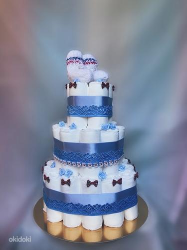 Синий подгузник торт (фото #1)