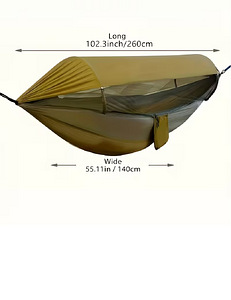 Hammok260 x 140cm sääsevõrguga ja päikesevarjuga (2 foto / 5)
