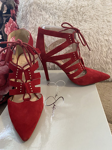Jessica Simpson Red Suede Lace-up heels, size 37 (2 foto / 7)