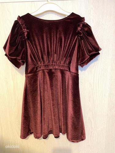 Бархатное платье zara для девочки, бордовый цвет, 116 см (фото #3)