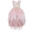 Роскошное жаккардовое платье с цветочным узором для девочек lesy, розово-золотое длинное платье из тюля (фото #5)