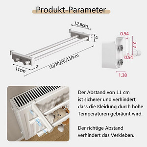 Towel Rail Heating Hanging 50 cm White (2 foto / 4)