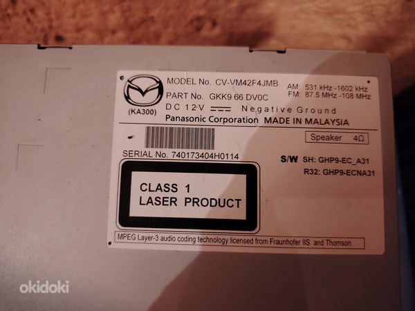 Originaalraadio Mazda 6 GJ 2015 jaoks.