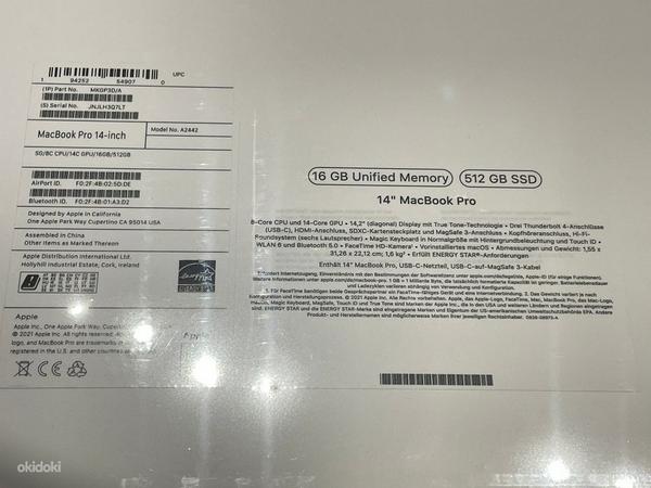 MacBook Pro 14" 8-Core CPU 14-Core GPU 16GB Mem 512GB SSD (foto #4)