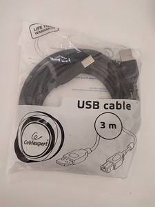 USB A - USB B kaabel. 3 meetrit