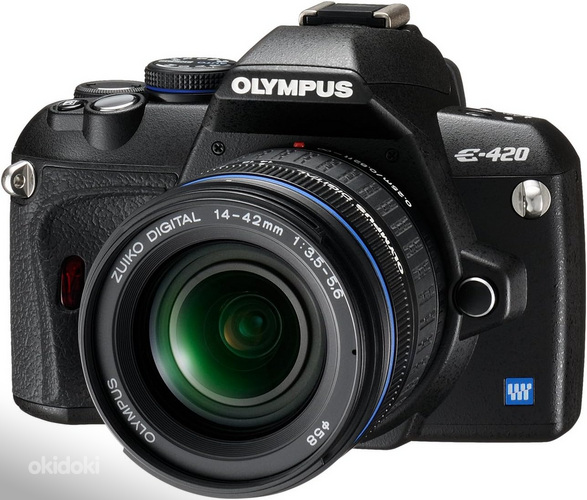 Зеркальная камера Olympus E-420, объектив 14-42 мм, зарядное (фото #1)