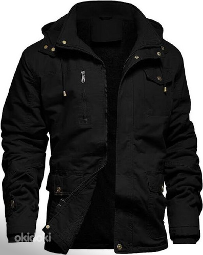 Meeste fliisvoodriga soe jope, 3XL, must, uueväärne.