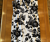 Платье с цветком белое + черное - размер 12