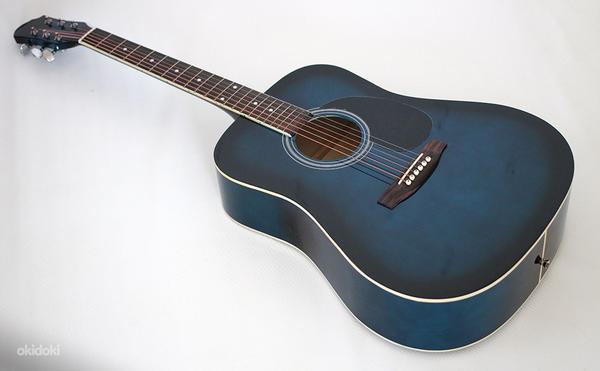 Гитара акустическая, синяя, с металлическими струнами, новая (фото #1)