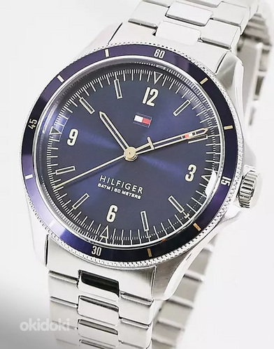Серебристые мужские часы с синим циферблатом Tommy Hilfiger (фото #2)