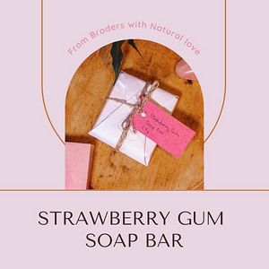 Handmade Strawberry Gum Soap Bar
