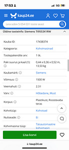 Täisautomaatne kohvimasin Siemens ‎TI9553X1RW, Automaatne pi (5 foto / 6)