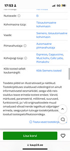 Täisautomaatne kohvimasin Siemens ‎TI9553X1RW, Automaatne pi (6 foto / 6)