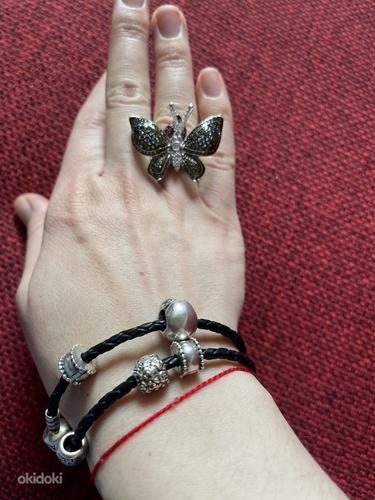 Массивное кольцо бабочка с множеством фианитов серебро 925 (фото #2)